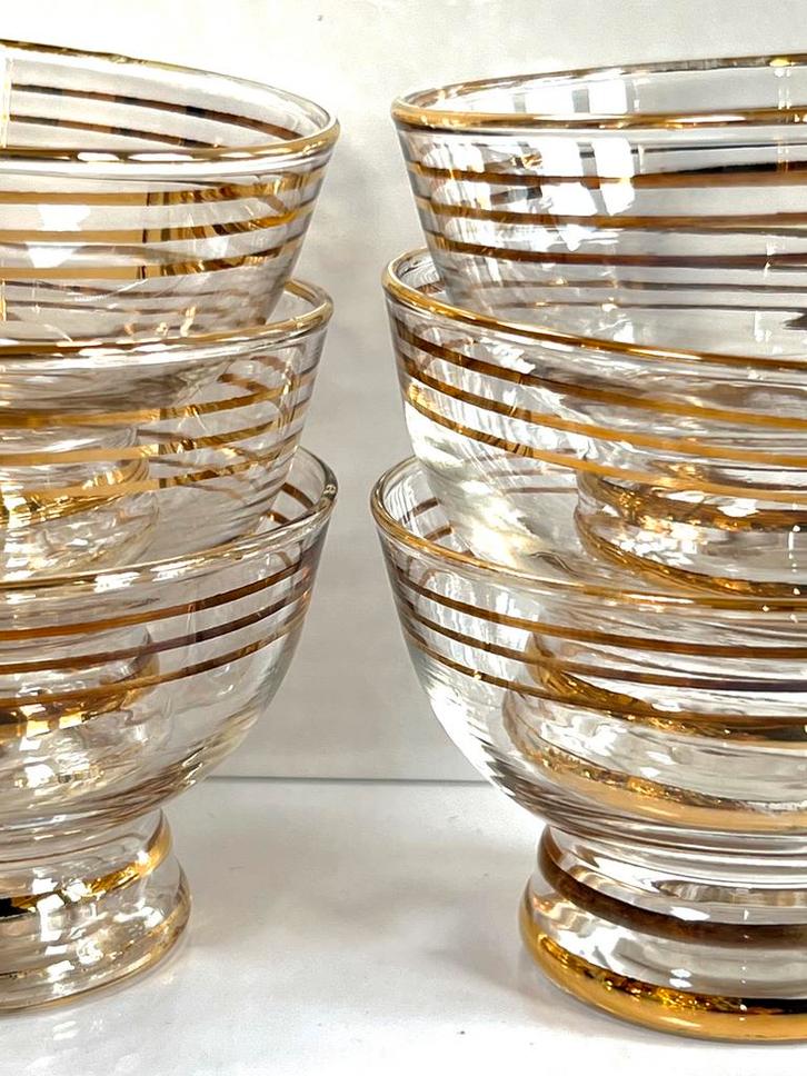 Vintage champagnecoupes/glazen met goudkleurige randen, Verzamelen, Glas en Borrelglaasjes, Zo goed als nieuw, Overige typen, Ophalen