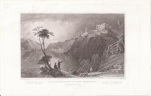 St. Goar and Ruins of Fort Rheinfels Staalgravure 1832, Antiek en Kunst, Kunst | Etsen en Gravures, Ophalen of Verzenden