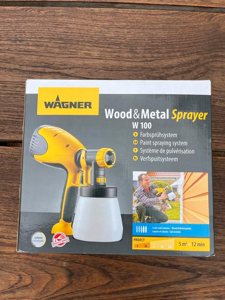 Wagner Wood & Metal Sprayer W 100, Doe-het-zelf en Verbouw, Verf, Beits en Lak, Zo goed als nieuw, Verf, Minder dan 5 liter, Geel