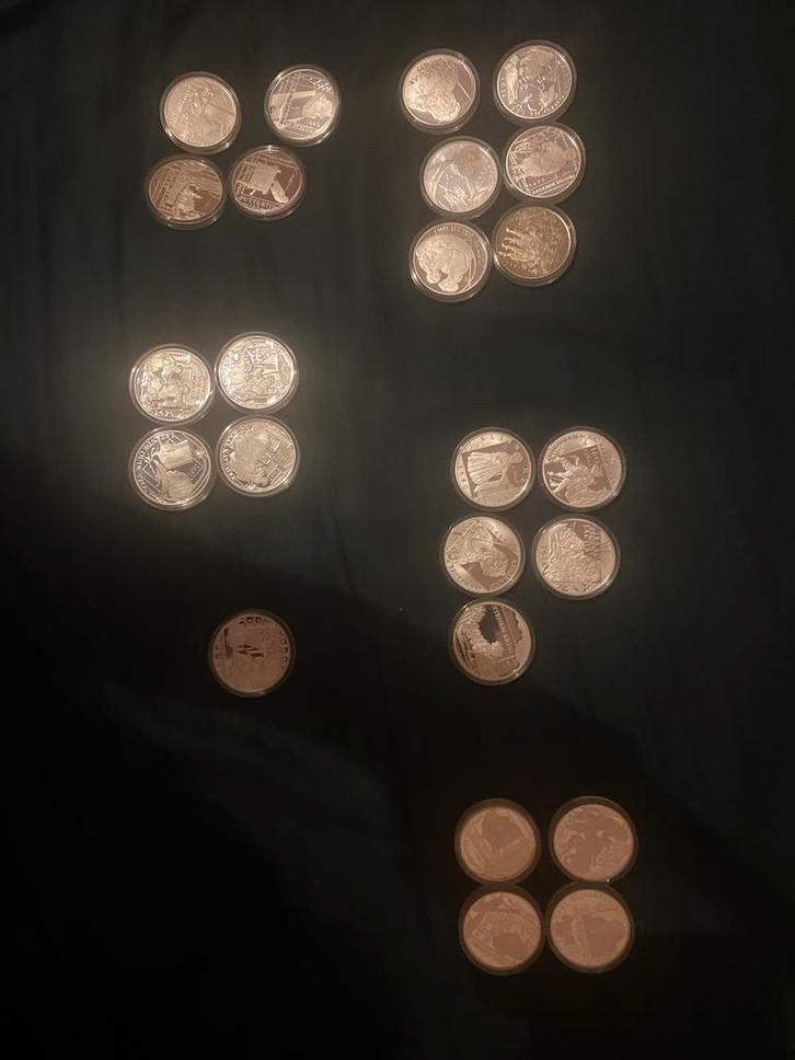 Zilveren munten - Rembrandt en zijn leerlingen, Postzegels en Munten, Edelmetalen en Baren, Zilver, Ophalen of Verzenden
