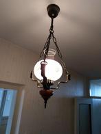 Hanglamp met bewerkt glas, Vintage, Ophalen of Verzenden, Kunststof, Zo goed als nieuw