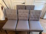 Five grey upholstered chairs in great condition!, Huis en Inrichting, Stoelen, Ophalen, Zo goed als nieuw, Grijs