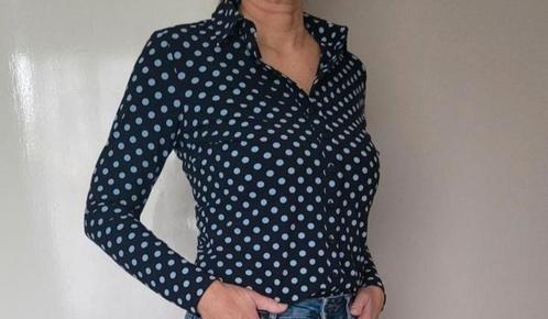 Studio Anneloes dots blouse S travelstof blauw, Kleding | Dames, Blouses en Tunieken, Zo goed als nieuw, Maat 36 (S), Blauw, Ophalen of Verzenden
