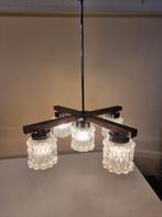 Vintage hanglamp jaren 60 70 brutalist glas.en metaal, Ophalen, ,, Zo goed als nieuw, ,