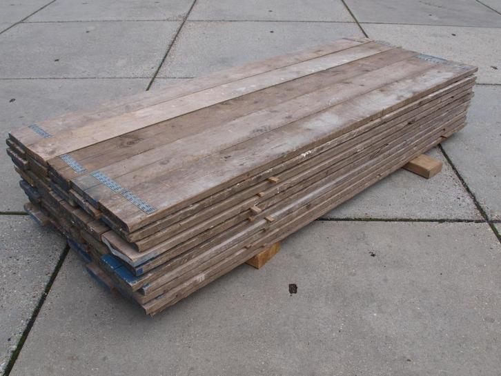 Steigerplanken 2½ meter gebruikt, Doe-het-zelf en Verbouw, Hout en Planken, Gebruikt, Plank, Steigerhout, 200 tot 250 cm, 25 tot 50 mm