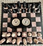 Schaakset van natuursteen met analoge klok, Ophalen of Verzenden