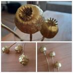 3 x papaverbol goudkleur droogbloemen, Huis en Inrichting, Woonaccessoires | Droogbloemen, Ophalen of Verzenden, Zo goed als nieuw