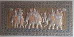Mooie Kalaga schilderij in houten frame met olifanten, Ophalen of Verzenden
