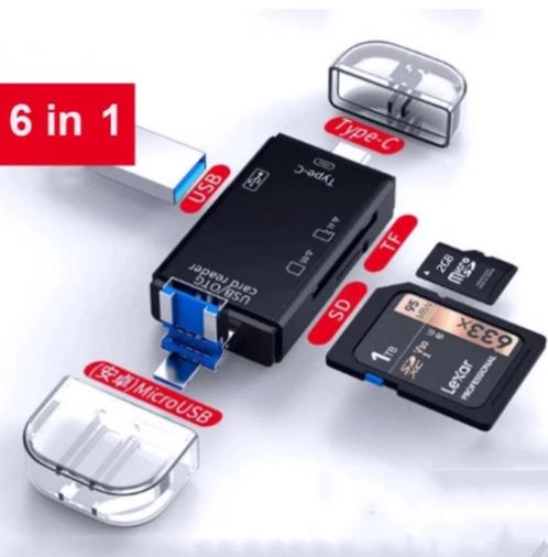 Type C - Micro USB 6 in 1 OTG kaartlezer, Telecommunicatie, Mobiele telefoons | Toebehoren en Onderdelen, Nieuw, Ophalen of Verzenden