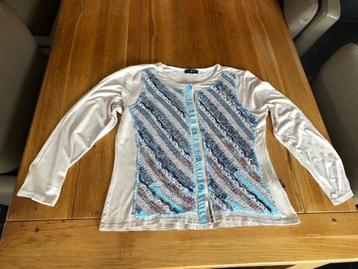 Ecru/blauwe Vango Paris top, mt 4 = 40 beschikbaar voor biedingen