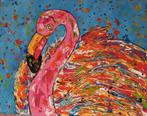 Schilderij met kleurrijke flamingo, Huis en Inrichting, Woonaccessoires | Schilderijen, Tekeningen en Foto's, Minder dan 50 cm