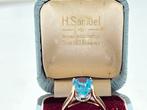 Vintage Gouden Ring Topaas & Diamanten, Sieraden, Tassen en Uiterlijk, Ophalen, Gebruikt, 17 tot 18, Met edelsteen
