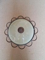 Vintage Glazen Plafonnière met Smeedijzer, Ophalen of Verzenden, Gebruikt, Glas, Vintage