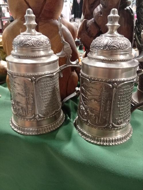 Tinnen Bierpul Set 2 stuks, Antiek en Kunst, Antiek | Tin, Ophalen of Verzenden