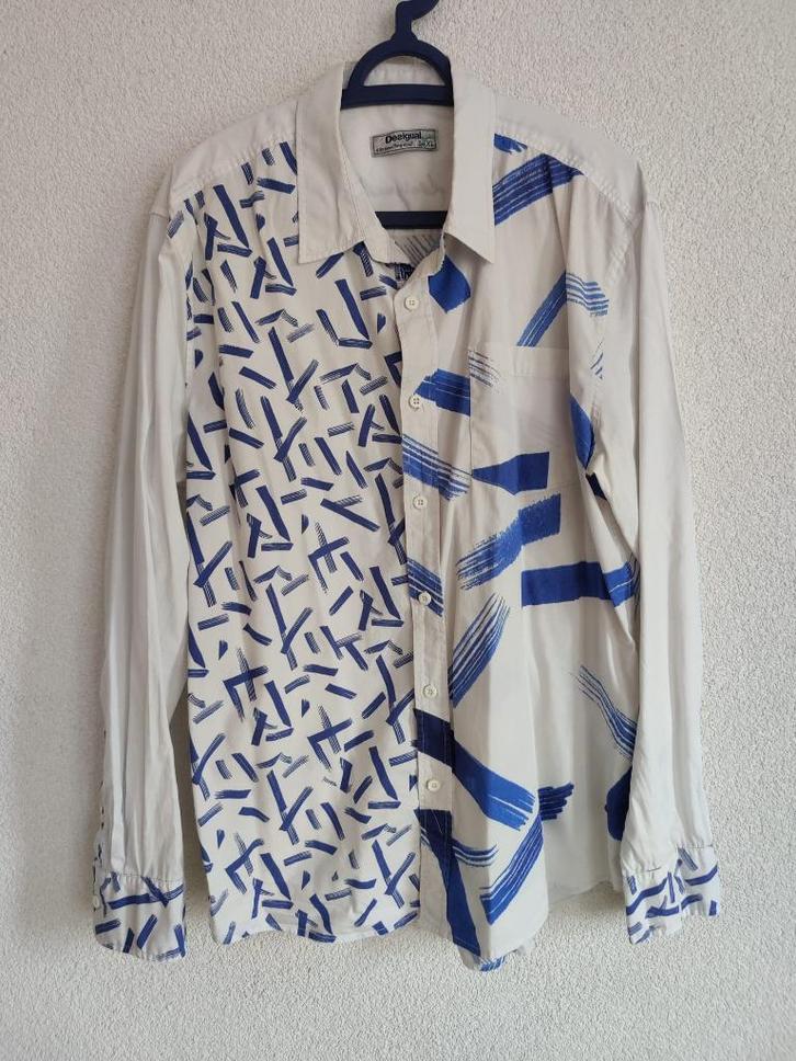 017. Desigual overhemd - Maat XL, Kleding | Heren, Overhemden, Zo goed als nieuw, Halswijdte 43/44 (XL), Wit, Ophalen of Verzenden