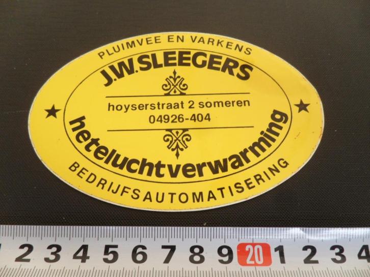 sticker Someren J.W. Sleegers Heteluchtverwarming Hoyserstr., Verzamelen, Stickers, Zo goed als nieuw, Ophalen