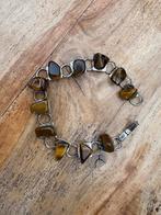 Armband met tijgeroog, Staal, Bruin, Ophalen of Verzenden, Zo goed als nieuw