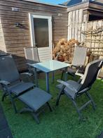 Hartman Prestige Tuinset - 4 stoelen, voetenbank & tafel, Tuin en Terras, Ophalen, 4 zitplaatsen, Gebruikt, Aluminium