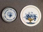 2x oud decoratief porselein deco schaal wandbord druiventros, Antiek en Kunst, Antiek | Porselein, Ophalen of Verzenden