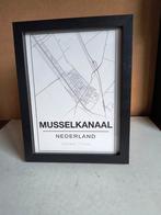 Kaart plattegrond van Musselkanaal in zwarte lijst, Minder dan 50 cm, Ophalen of Verzenden, Zo goed als nieuw, Minder dan 50 cm