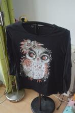 Leuke shirt met een uilenprint afbeelding maat 44/46.., Shirt of Top, Ophalen of Verzenden, Zo goed als nieuw, Zwart