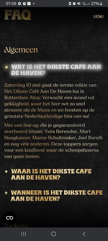 3 kaarten vanavond diktste café aan de haven Ahoy beschikbaar voor biedingen