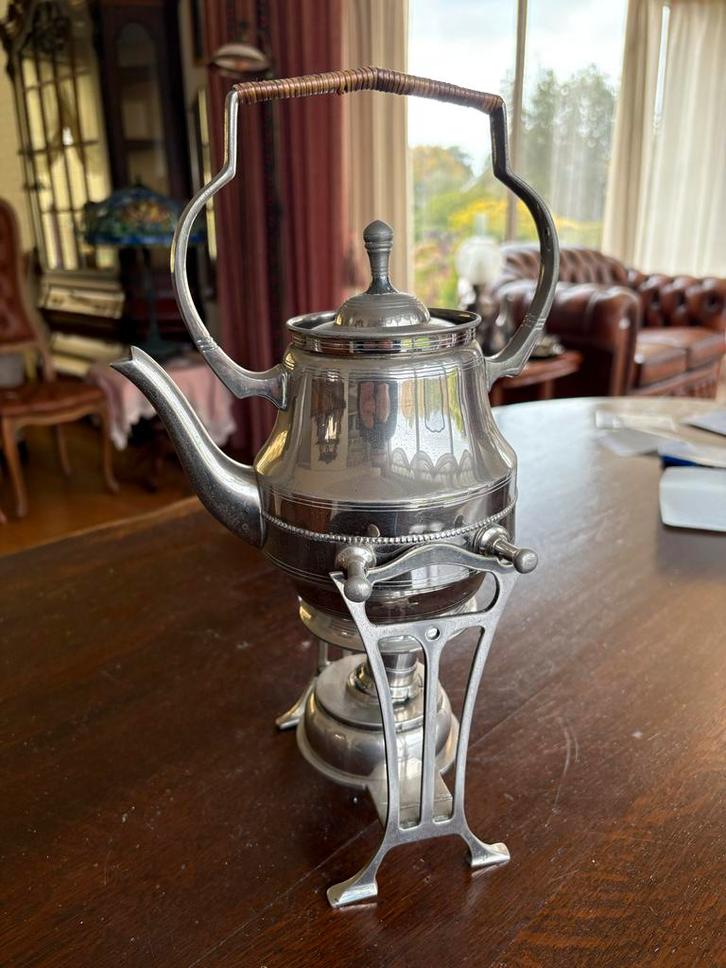 Antieke Zilveren Theepot met Rechaud, Antiek en Kunst, Antiek | Goud en Zilver, Zilver, Ophalen