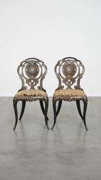 2x Antieke 19e eeuwse Engelse mother of pearl stoeltje, Antiek en Kunst, Ophalen
