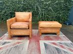 Stoere industriële Hoge fauteuil + Hocker !!!!, Huis en Inrichting, Ophalen, Gebruikt, 100 tot 125 cm, Chesterfield