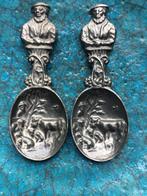 2 tinnen lepels: Stier van Potter, Ophalen of Verzenden