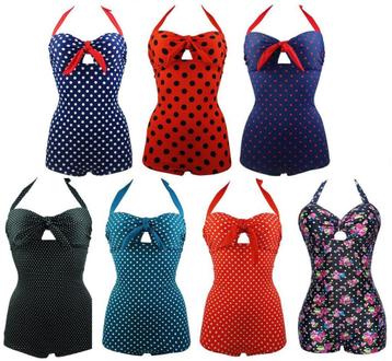 Retro badpak rood blauw vintage rockabilly dames badkleding beschikbaar voor biedingen