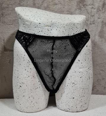 Heren Lak String met Gaas One Size Zwart (429) beschikbaar voor biedingen