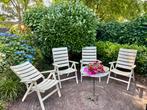 4 Vintage Herlag houten Tuinstoelen, wit, verstelbaar, Ophalen, Gebruikt, Wit, Vier