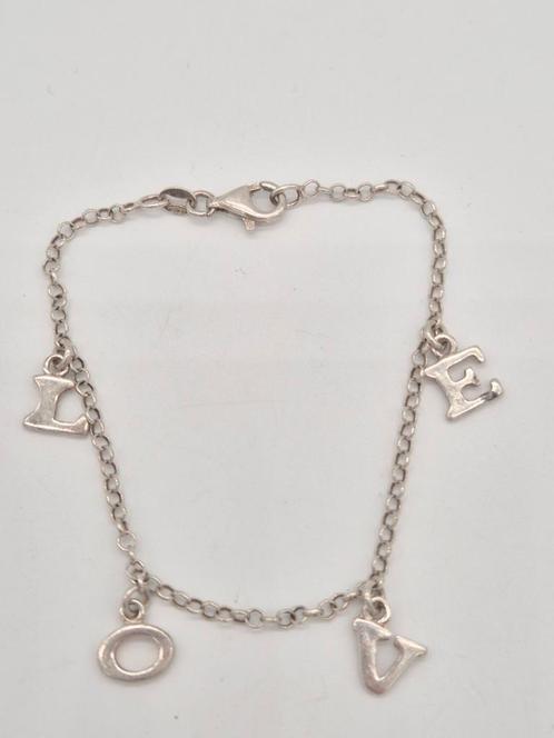 Zilveren armband Love 925 19cm, Sieraden, Tassen en Uiterlijk, Armbanden, Gebruikt, Zilver, Zilver, Verzenden