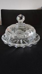 Kristallen botervloot, met bloemdecor, vintage, Kerst, Antiek en Kunst, Antiek | Glas en Kristal, Ophalen of Verzenden