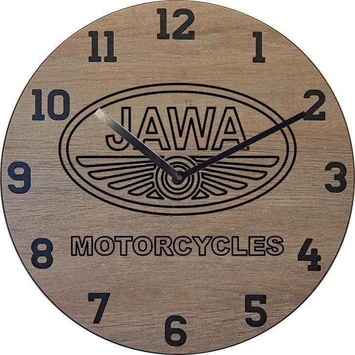 Themaklok met een Jawa motor logo, Huis en Inrichting, Woonaccessoires | Klokken, Nieuw, Wandklok, Ophalen of Verzenden