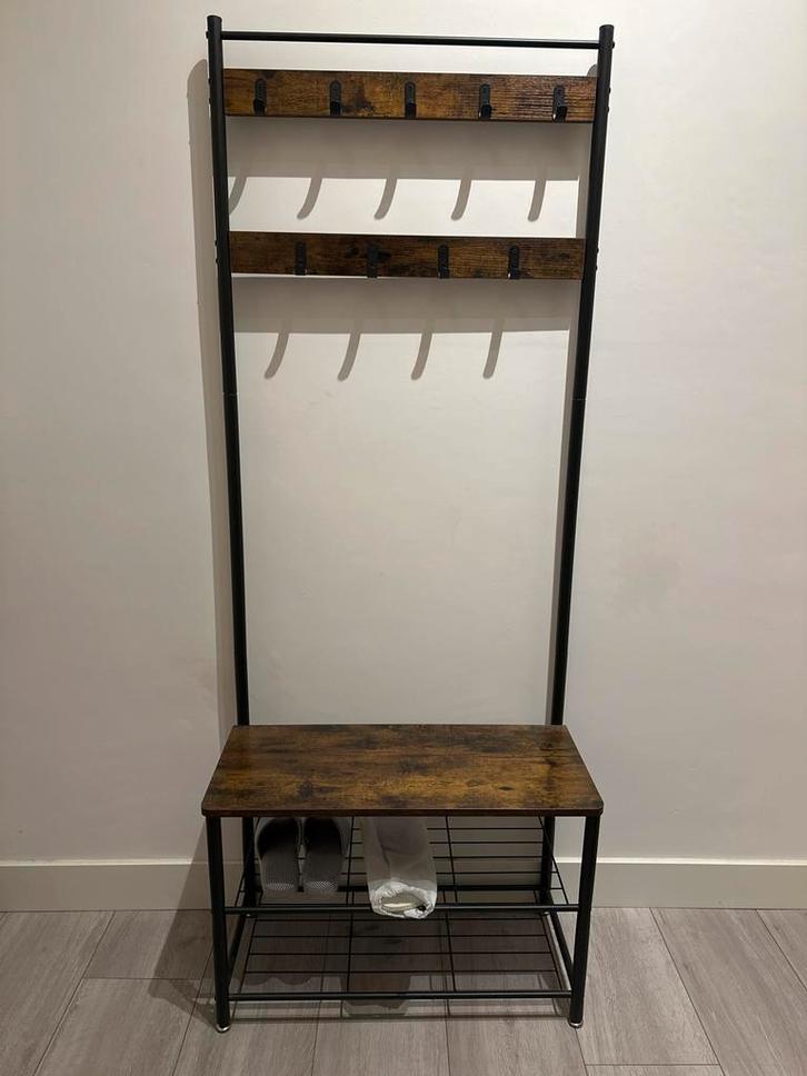 O'DADDY Staande Kapstok met Schoenenrek - Bruin, Huis en Inrichting, Woonaccessoires | Kapstokken, Gebruikt, Staande kapstok, 150 tot 200 cm
