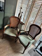 charmante antieke stoelen met groene bekleding, Ophalen