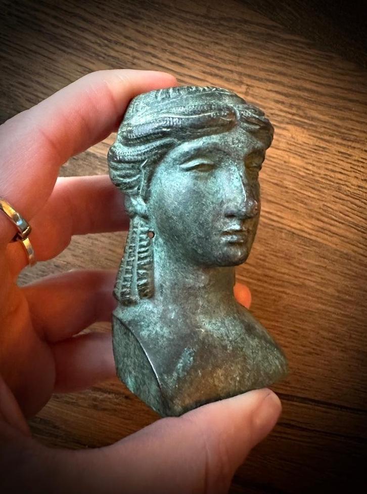 Bronzen beeldje Godin Juno Ampier 1830 brons antiek gezicht, Antiek en Kunst, Antiek | Koper en Brons, Brons, Verzenden