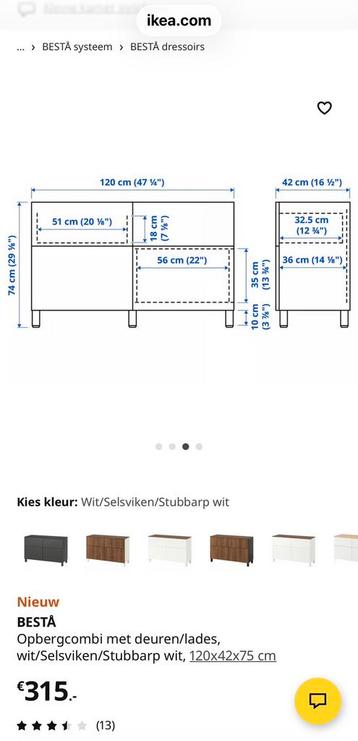 BESTA IKEA Opbergcombi met deuren/lades, wit/Selsviken - afbeelding 7