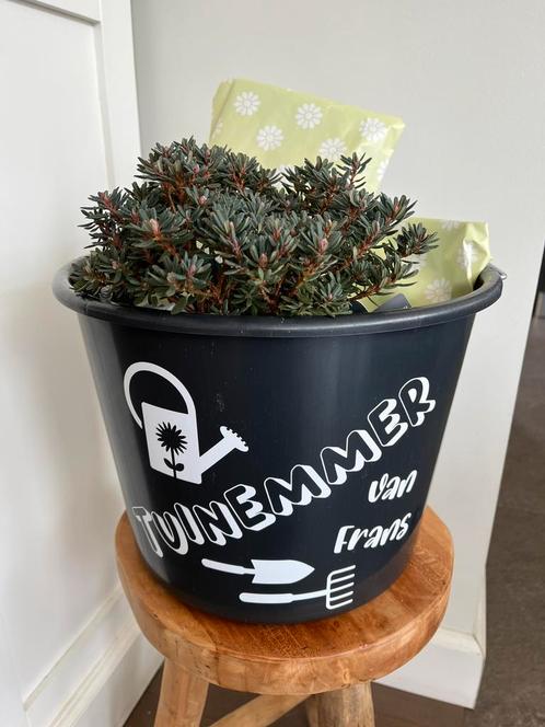Emmer met tekst ‘tuinemmer’, Tuin en Terras, Planten | Tuinplanten, Overige soorten, Halfschaduw, Bloeit niet, Ophalen of Verzenden