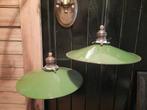 Groen emaille franse hanglampen , vintage hanglamp, Ophalen of Verzenden