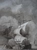 gravure Zeeuws kaperschip door Engels Fregat gebombardeerd, Antiek en Kunst, Verzenden