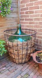 Leuke XL oude gist fles met smeedijzeren mand 60cm!, Ophalen of Verzenden, Gebruikt