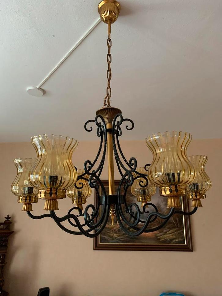 Vintage Kroonluchter met Wandlamp, Huis en Inrichting, Lampen | Kroonluchters, Zo goed als nieuw, Ophalen