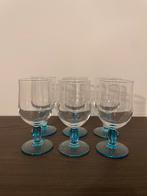 Set van 6 vintage wijnglazen, lichtblauwe poot - ARC FRANCE, Ophalen of Verzenden, Zo goed als nieuw, Overige typen