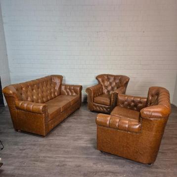 26277 Chesterfield Bankstel Camel 3-2-1 Leder beschikbaar voor biedingen