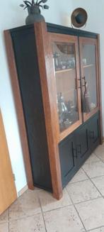 Massief eiken gedusseld kast, Ophalen of Verzenden, 150 tot 200 cm, 25 tot 50 cm, Glas