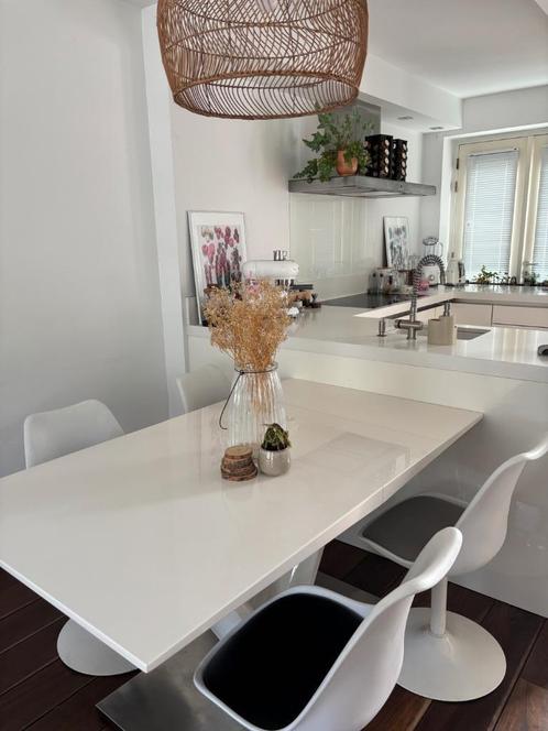 Set van 4 mooie eetkamerstoelen, Huis en Inrichting, Stoelen, Gebruikt, Vier, Leer, Overige materialen, Overige kleuren, Ophalen