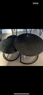 Salontafel set van 3 marmer, Huis en Inrichting, Tafels | Salontafels, Ophalen, Rond, 50 tot 100 cm, Zo goed als nieuw